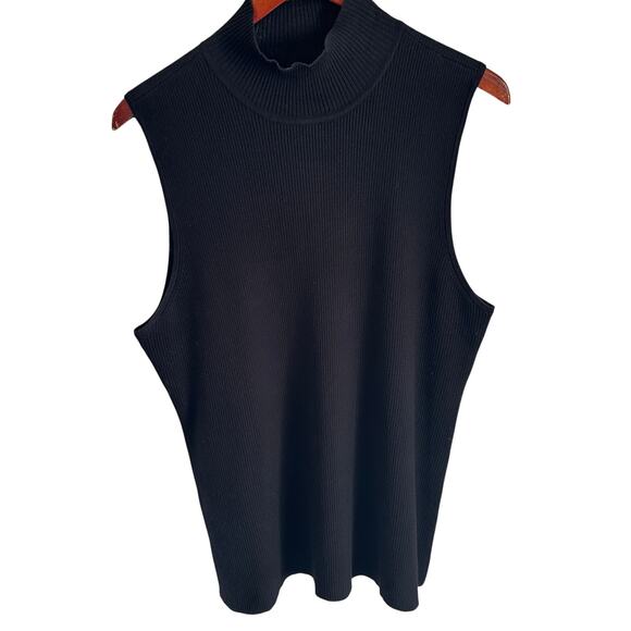 Chico’s Size 3 XL Black Sleeveless Mock Neck Knit Top Work Casual Evening - Picture 1 of 5